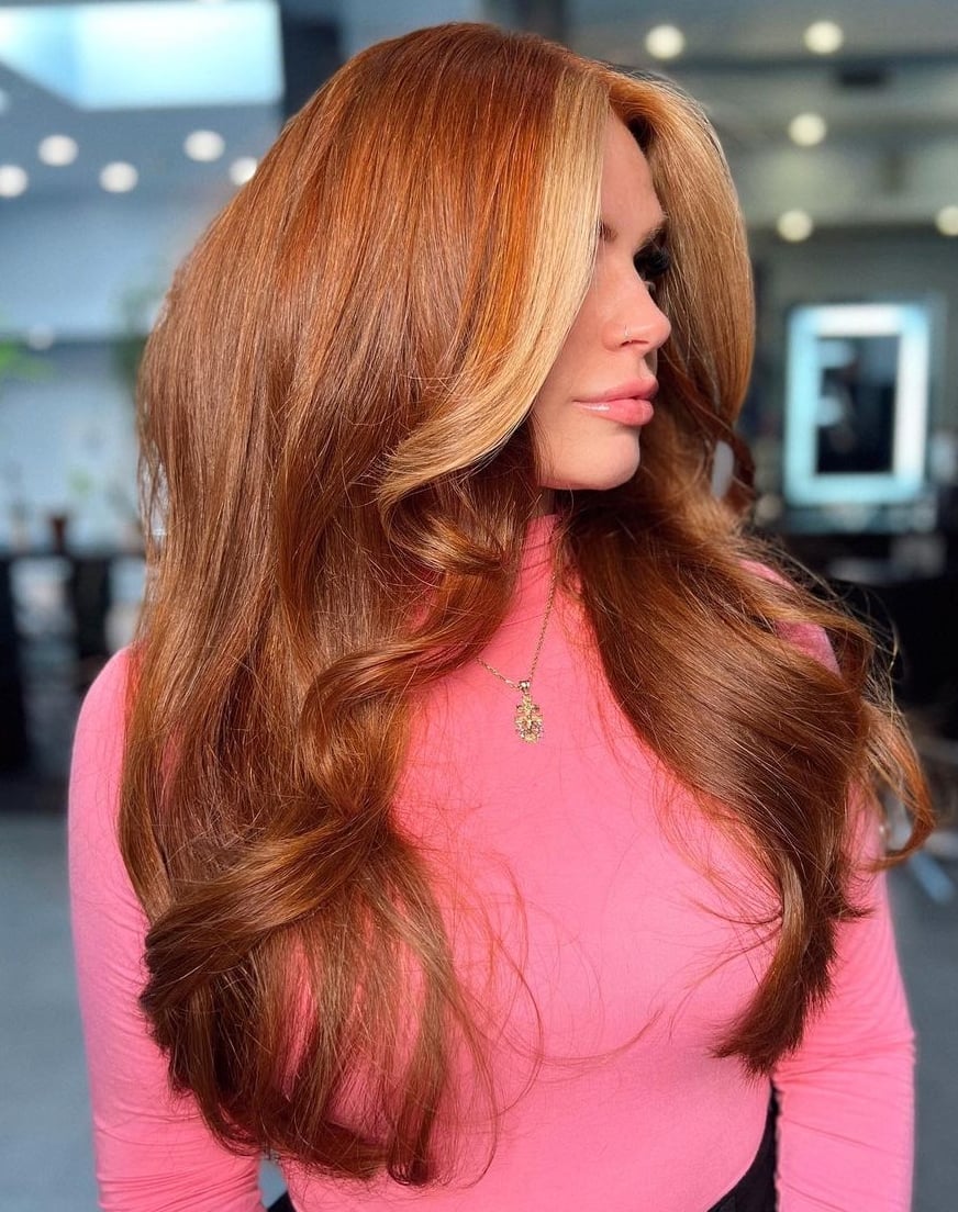 Vibrant Copper To Blonde Gradient Mid-Back — Classy Copper Hair Color