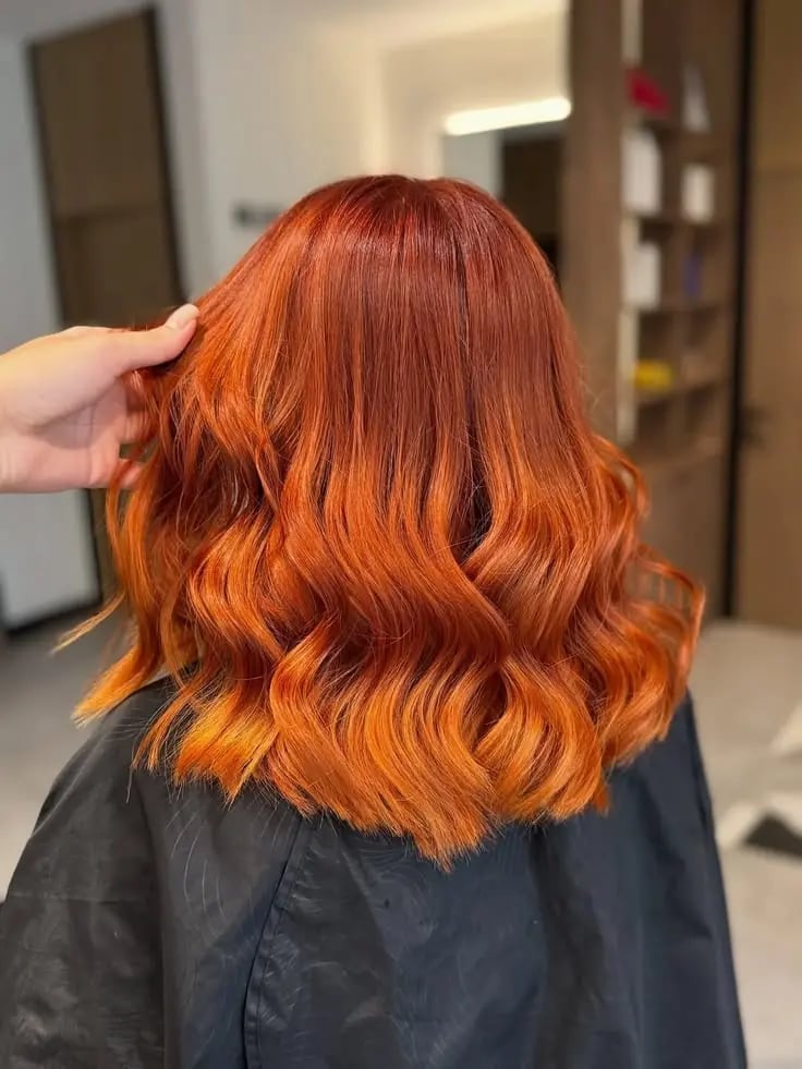 Copper With Blonde Highlights Side View — Classy Copper Hair Color