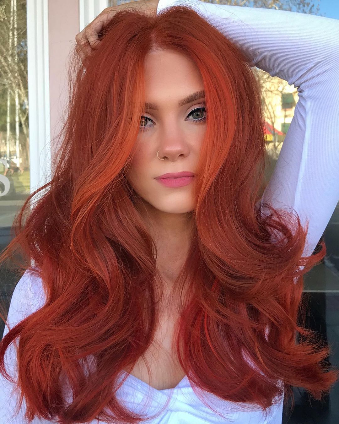 Fiery Copper Mid-Back Voluminous Waves — Classy Copper Hair Color