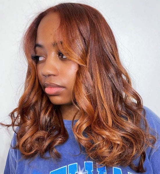Collarbone Copper Brown With Highlights — Classy Copper Hair on Black Women
