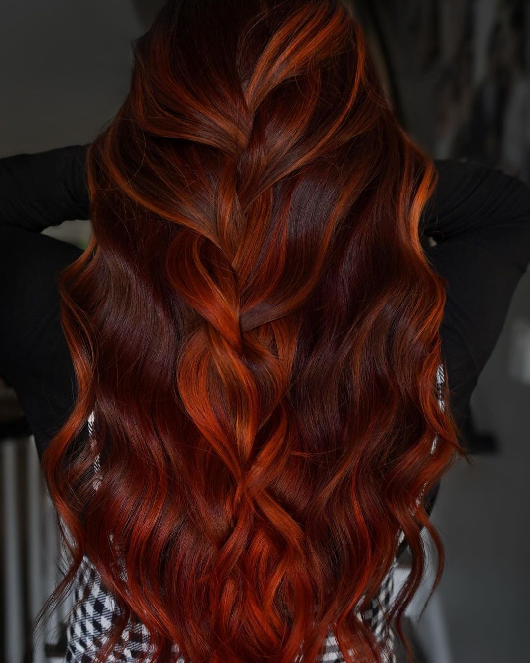 Mid-Back Dark Brown With Copper Balayage Braid — Classy Copper Hair on Black Women