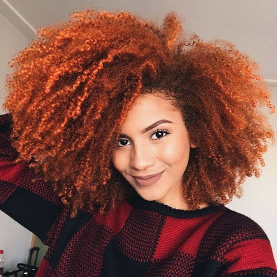 Mid-Back Vibrant Copper Defined Curls, Coily — Classy Copper Hair on Black Women