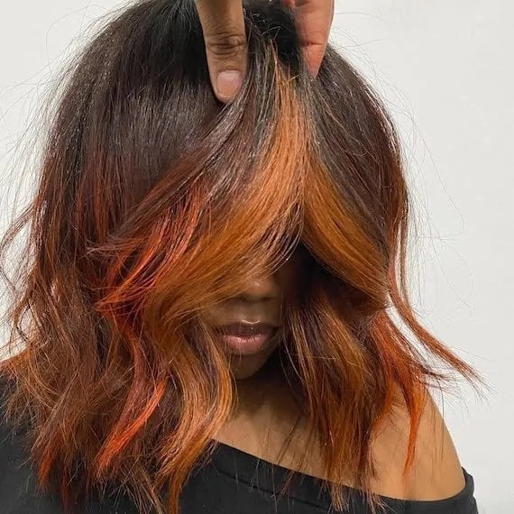 Collarbone Rich Copper Brown Waves — Classy Copper Hair on Black Women