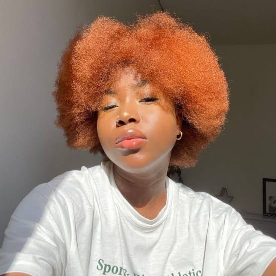 Short Vibrant Saturated Copper Afro — Classy Copper Hair on Black Women