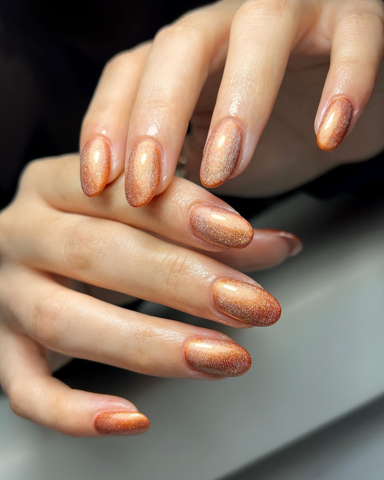 Medium Oval Copper Cat Eye Nails — Classy Copper Nails