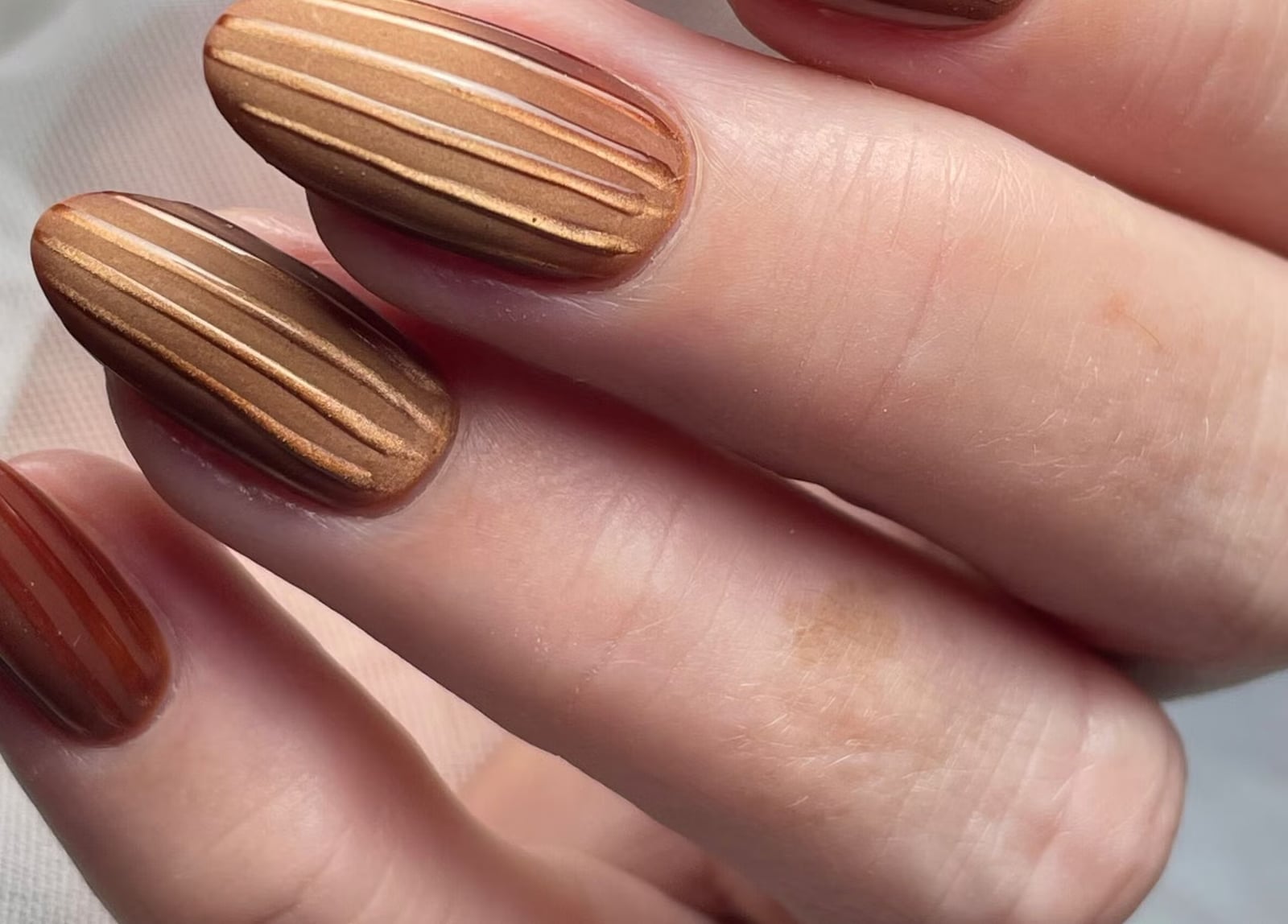 Medium Almond Textured Copper Nails — Classy Copper Nails