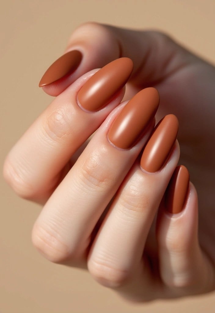 Medium Oval Matte Terracotta Nails — Classy Copper Nails
