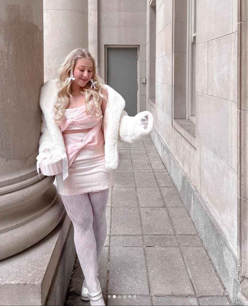 Pale Pink Slip Dress with Faux Fur Coat — Classy Coquette Outfits