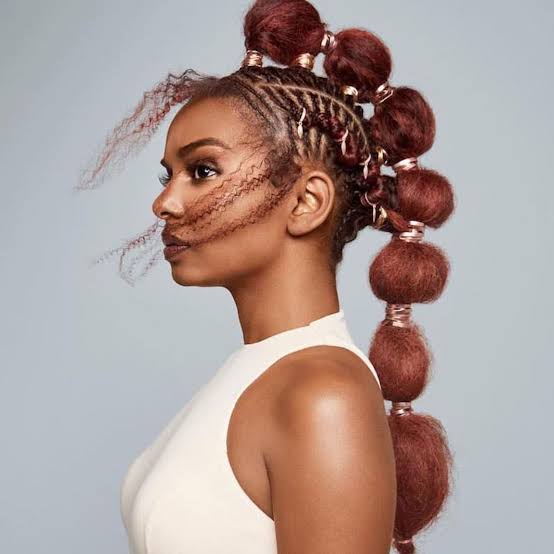Braided Mohawk With Reddish-Brown Puffs Braided Mohawk With Reddish-Brown Puffs — Classy Cornrows Hairstyles