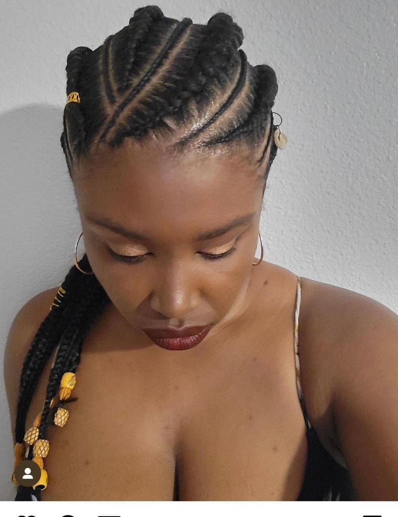 Side Part Cornrows With Yellow Beaded Braids Side Part Cornrows With Yellow Beaded Braids — Classy Cornrows Hairstyles