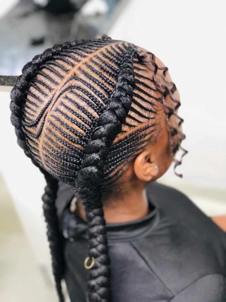 Geometric Pattern Cornrows With Back Braids Geometric Pattern Cornrows With Back Braids — Classy Cornrows Hairstyles