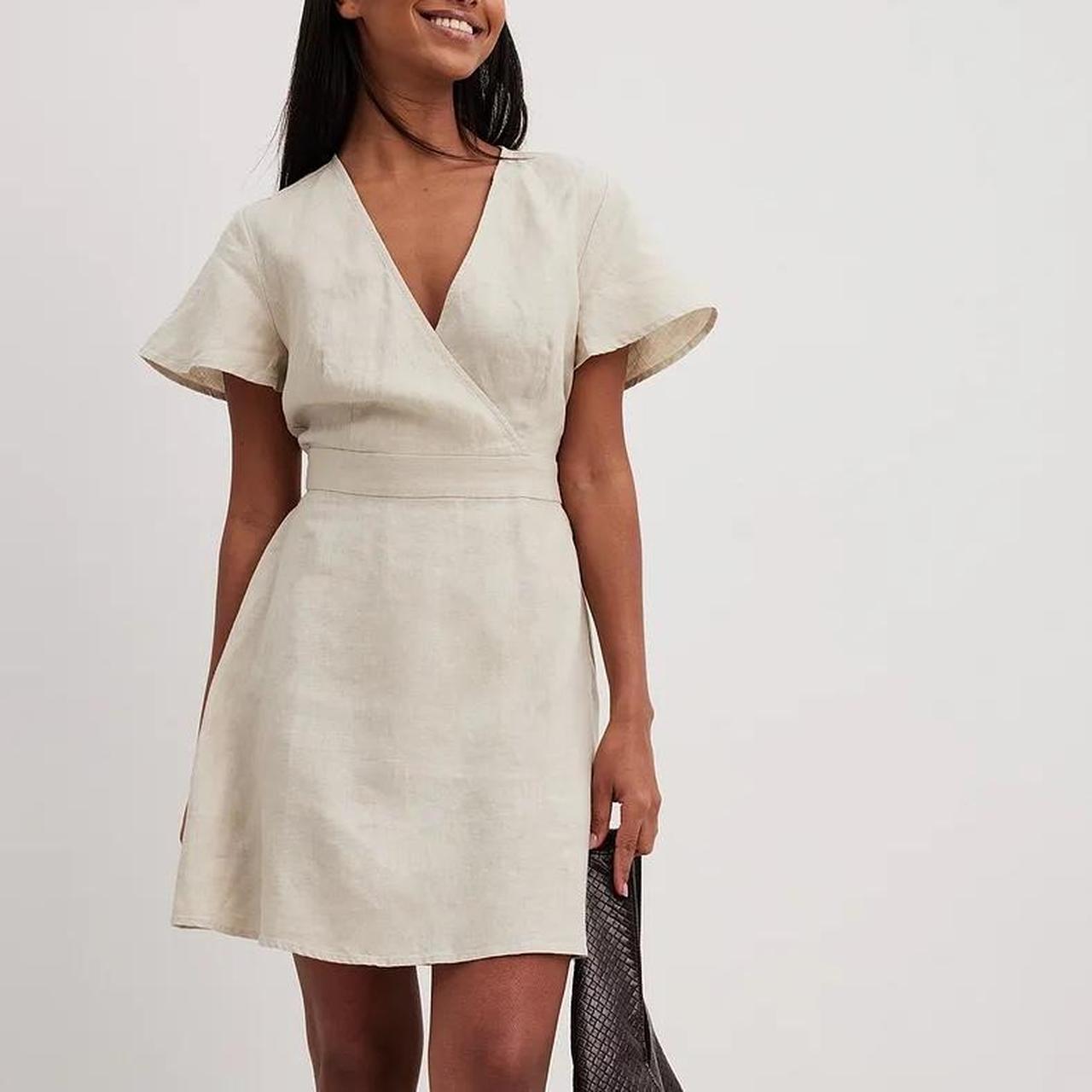 Cream Linen Wrap Mini Dress — Classy Cream Outfits