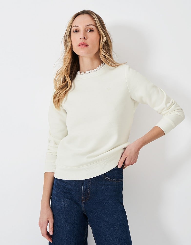 White Crewneck With Pie Crust Collar — Classy Crewneck Outfits