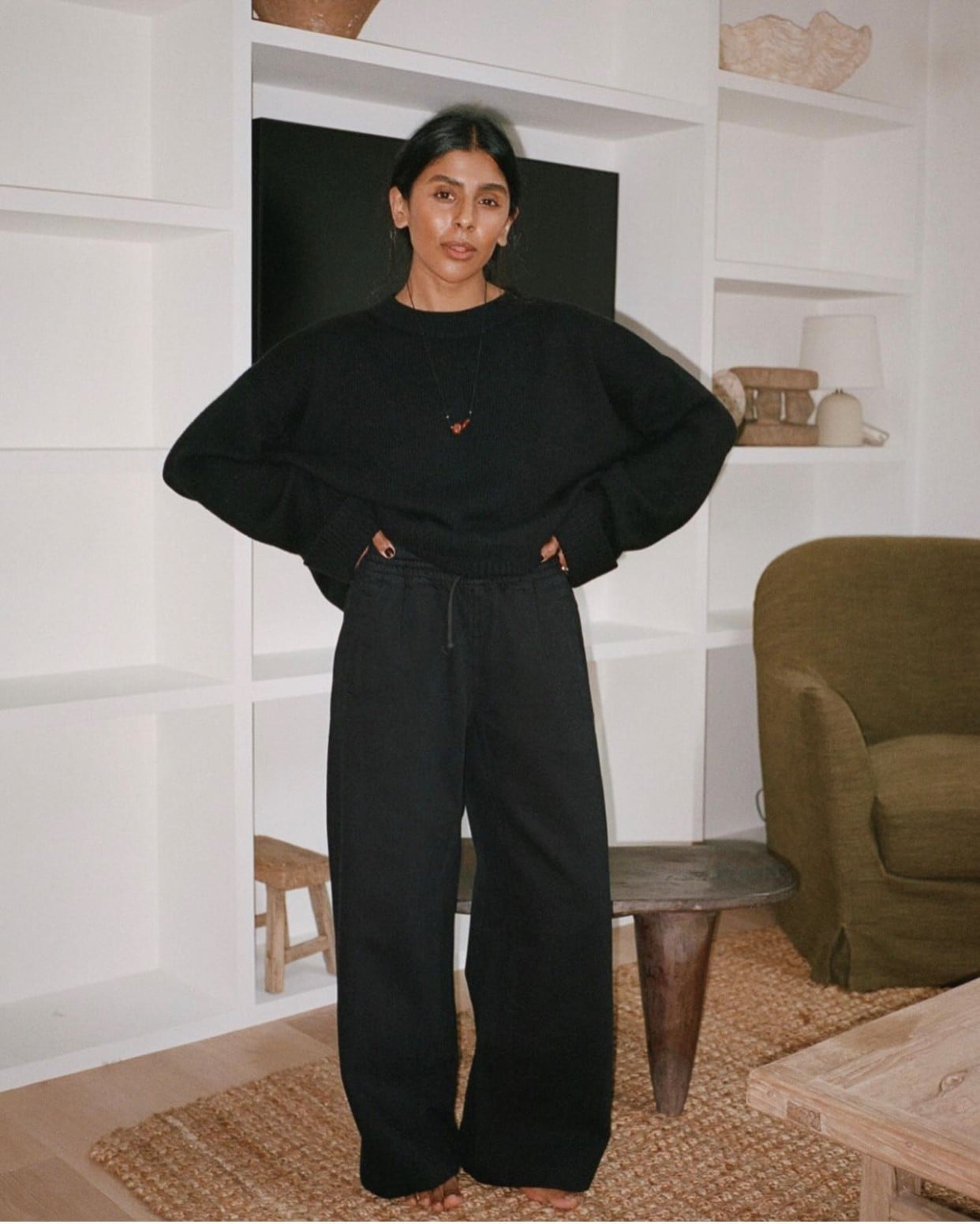 Monochromatic Black Loungewear Set — Classy Crewneck Outfits