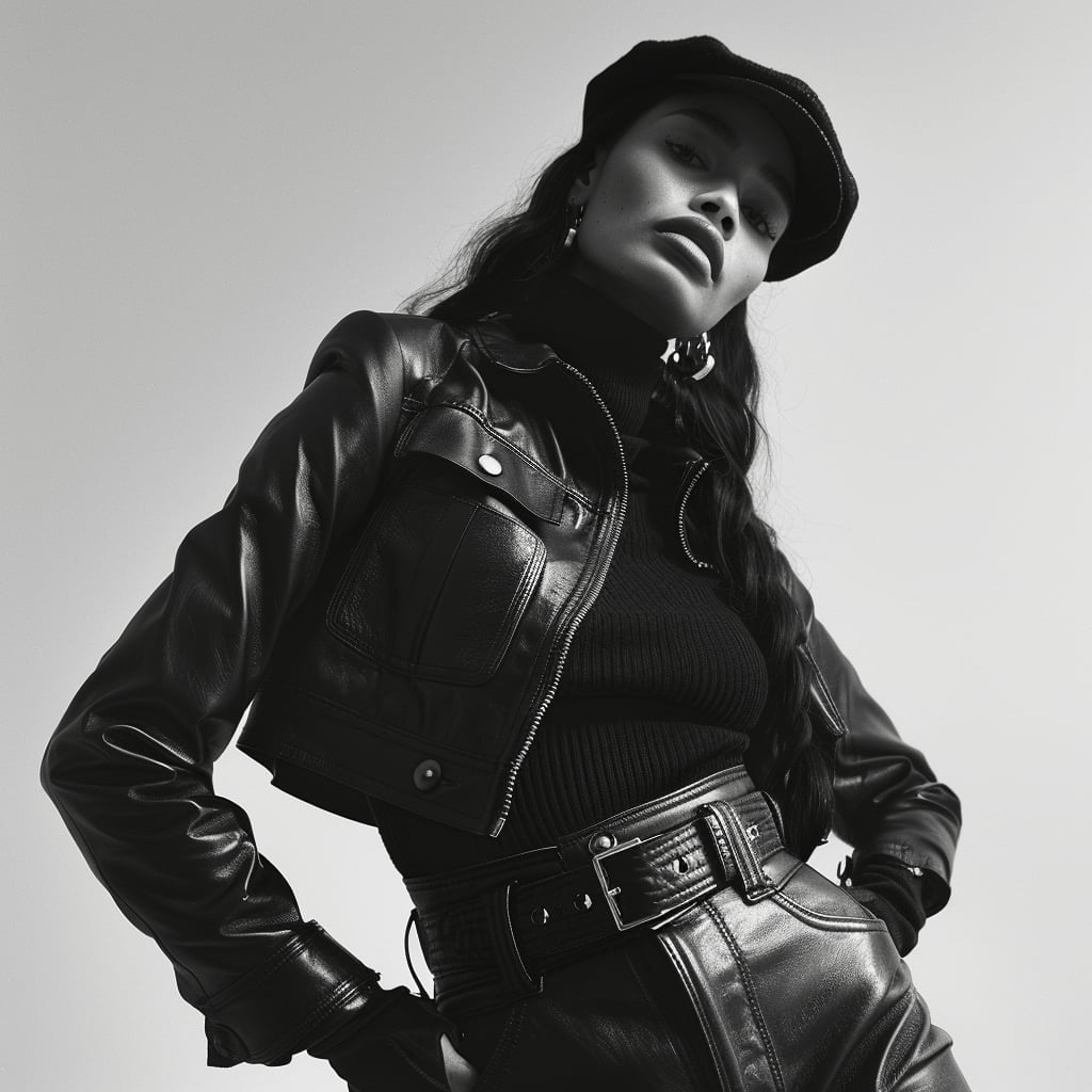 Fitted Black Leather Cropped Jacket with Turtleneck Fitted Black Leather Cropped Jacket with Turtleneck — Classy Cropped Jacket Outfits