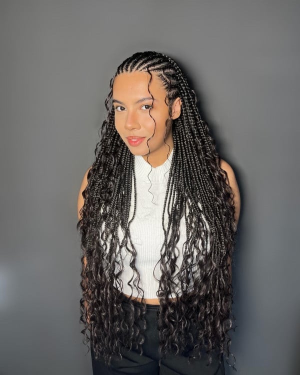 Mid-Back Fulani Braids With Curly Ends Mid-Back Fulani Braids With Curly Ends — Classy Curls Braids