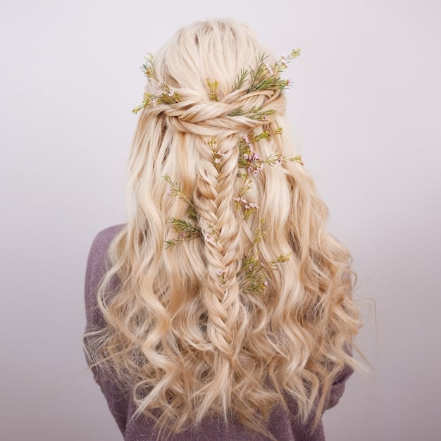 Mid-Back Fishtail Braid With Floral Accents Mid-Back Fishtail Braid With Floral Accents — Classy Curls Braids