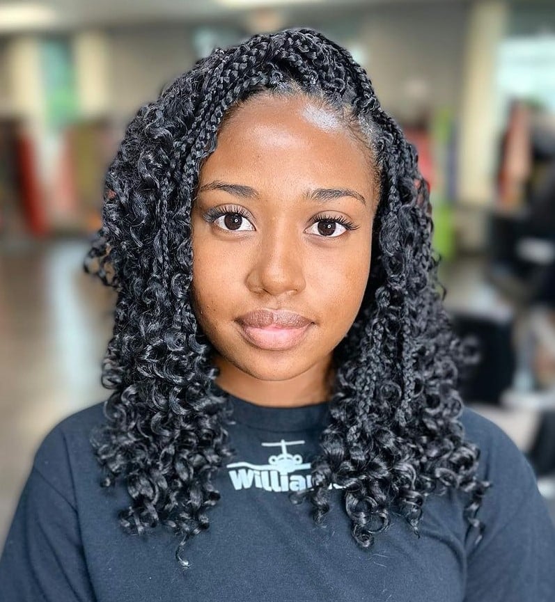 Collarbone Box Braids With Curly Ends Collarbone Box Braids With Curly Ends — Classy Curls Braids