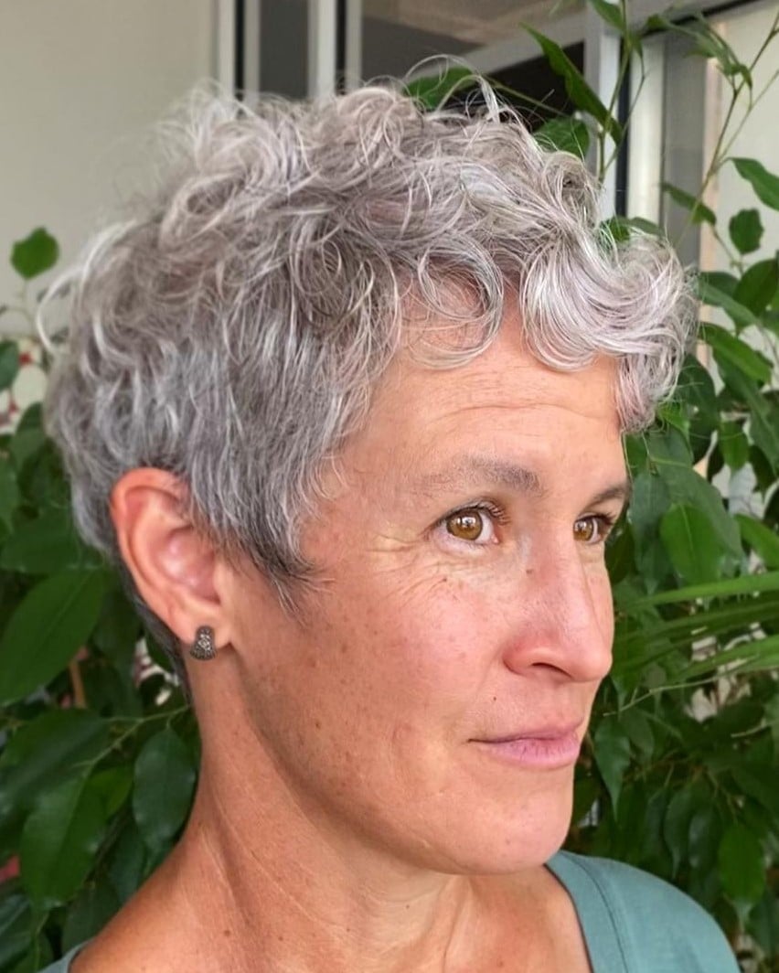 Grey Pixie With Soft Fringe — Classy Curly Pixies
