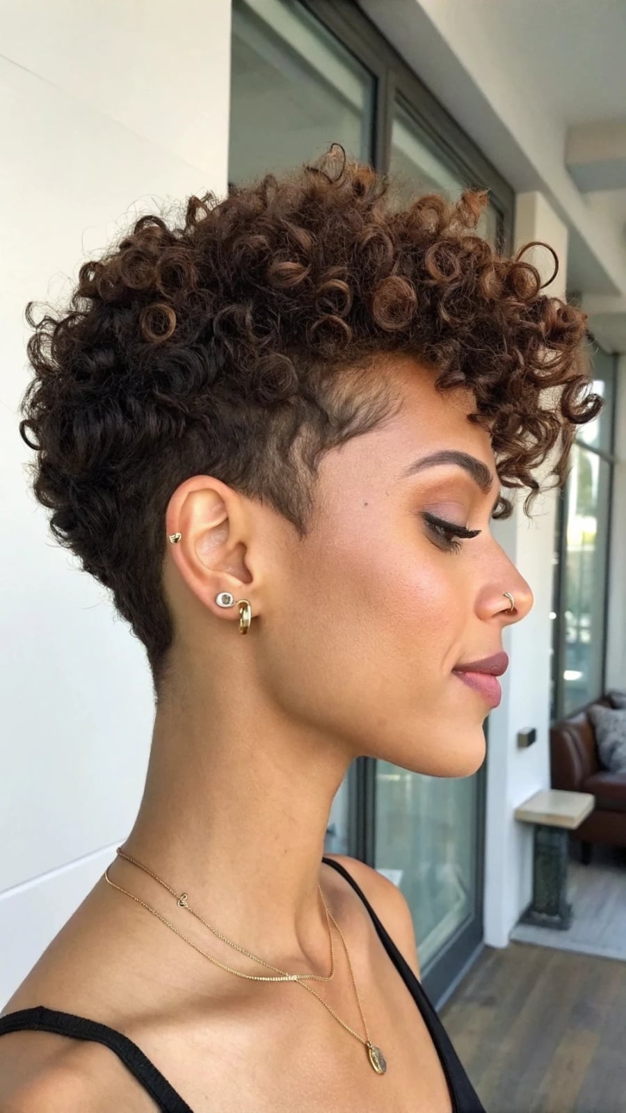 Voluminous Dark Brown Curly Pixie — Classy Curly Pixies