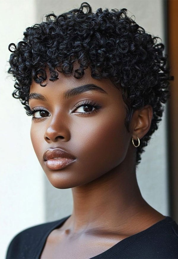 Tightly Curled Black Pixie — Classy Curly Pixies