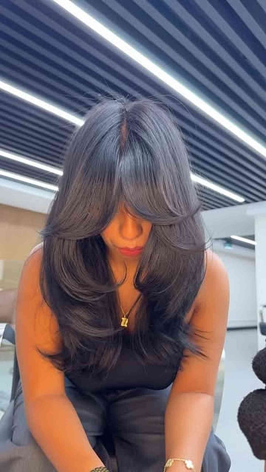 Voluminous Dark Brown With Soft Waves Voluminous Dark Brown With Soft Waves — Classy Curtain Bangs Long