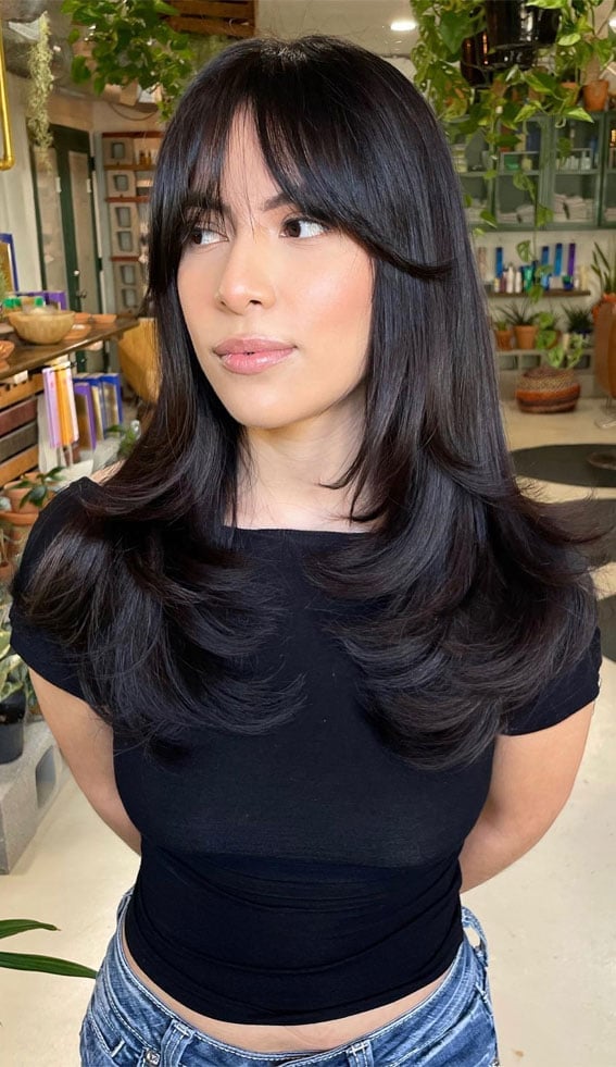 Light Brown With Blonde Highlights And Wispy Bangs Light Brown With Blonde Highlights And Wispy Bangs — Classy Curtain Bangs Long