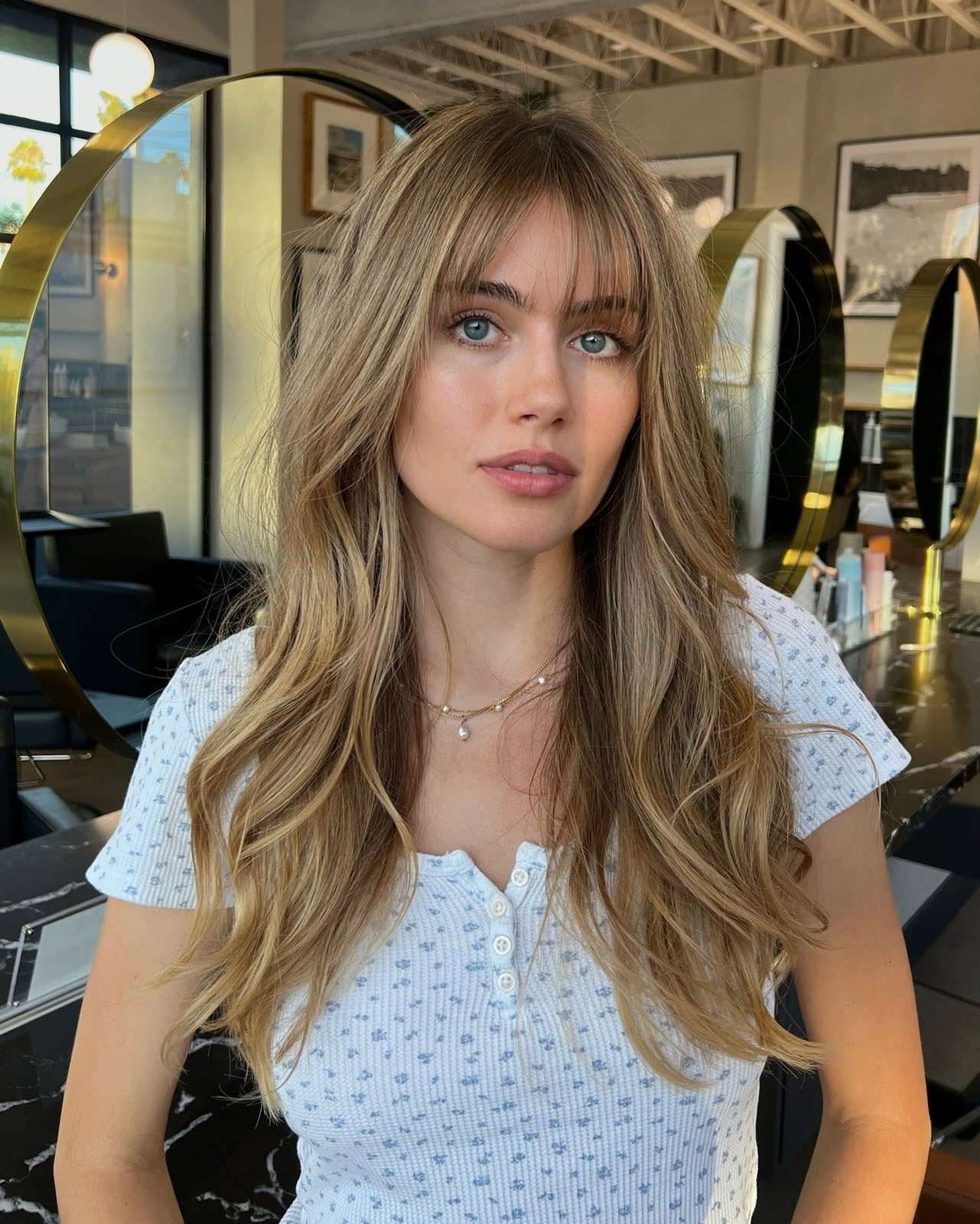 Fine Ash Blonde With Shoulder Length Waves Fine Ash Blonde With Shoulder Length Waves — Classy Curtain Bangs Long