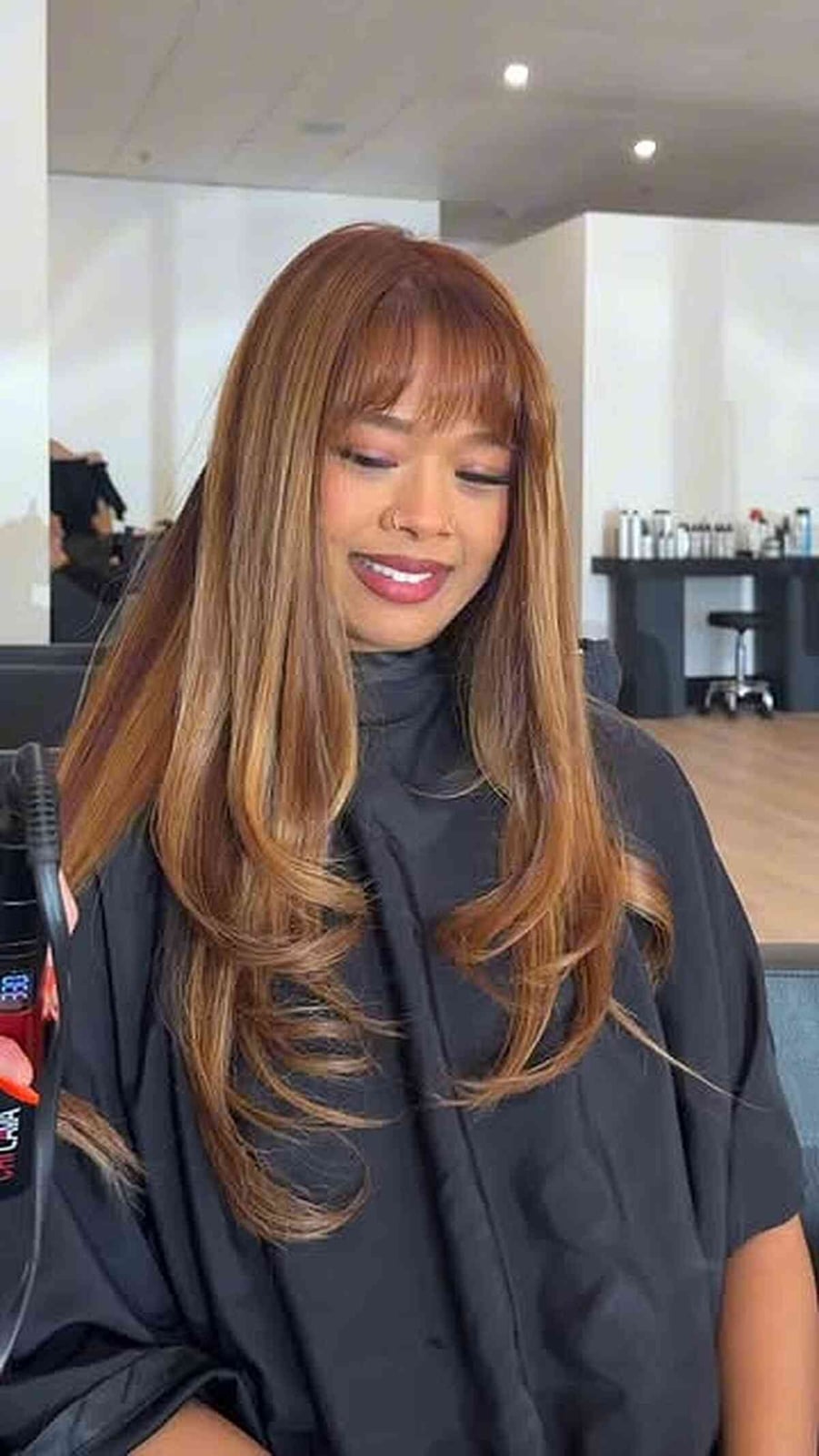 Side Part Medium Brown With Wispy Bangs Side Part Medium Brown With Wispy Bangs — Classy Curtain Bangs Long