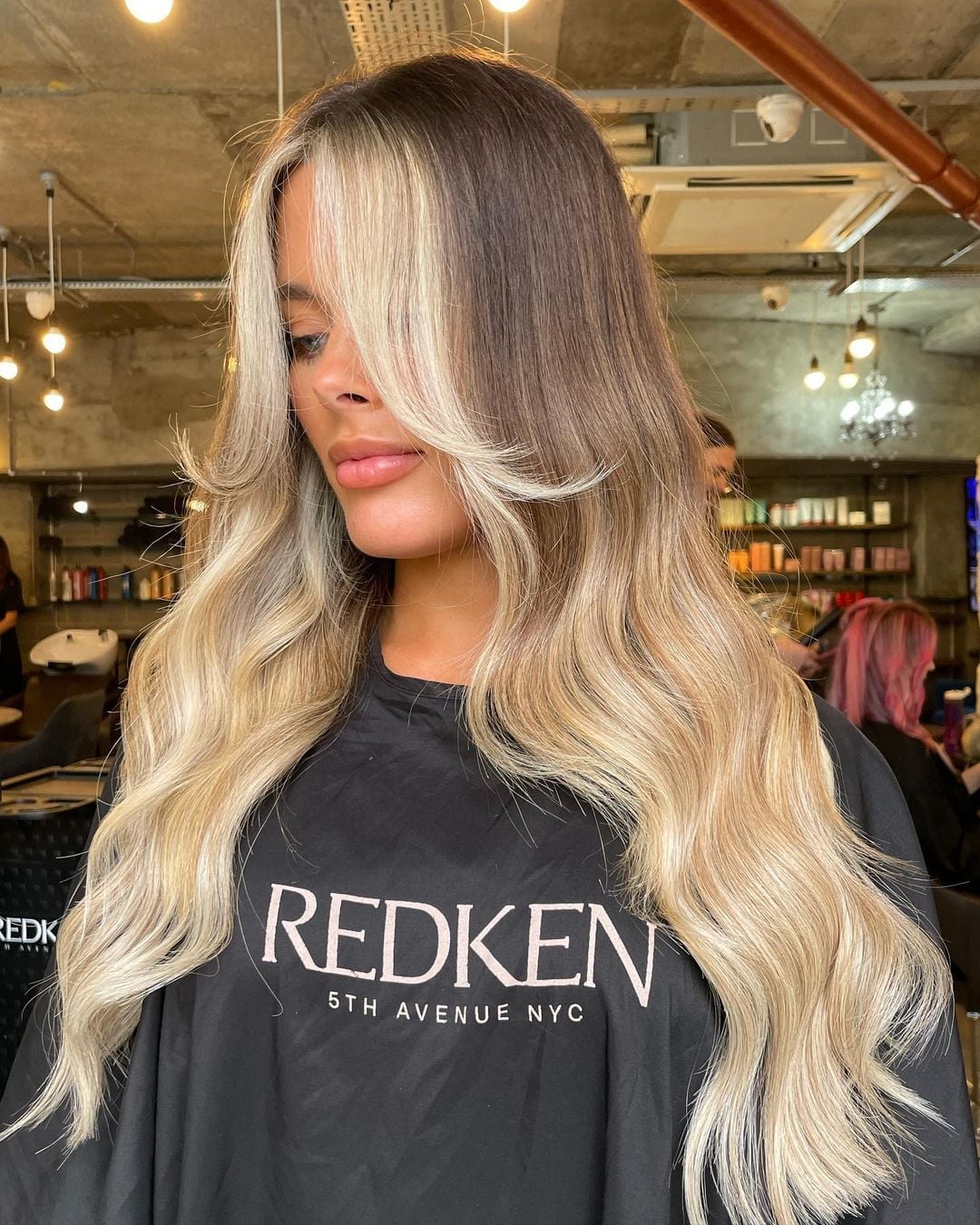 Brunette With Balayage And Voluminous Blowout Brunette With Balayage And Voluminous Blowout — Classy Curtain Bangs Long