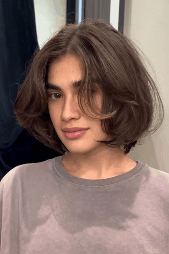 Collarbone Bob With Face Framing Pieces, Medium Brown — Classy Cut Bob