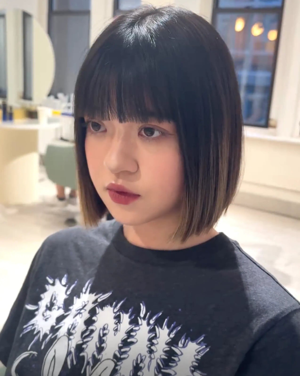 Chin Bob With Blunt Bangs Ombre — Classy Cut Bob