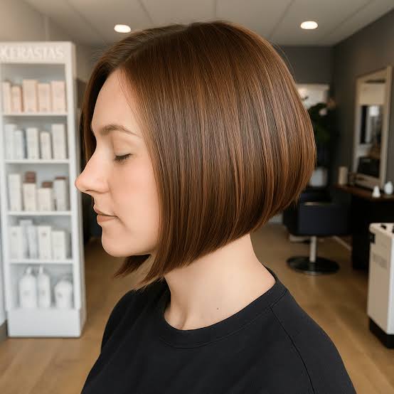 Sleek Medium Brown Bob Glossy Finish — Classy Cut Bob