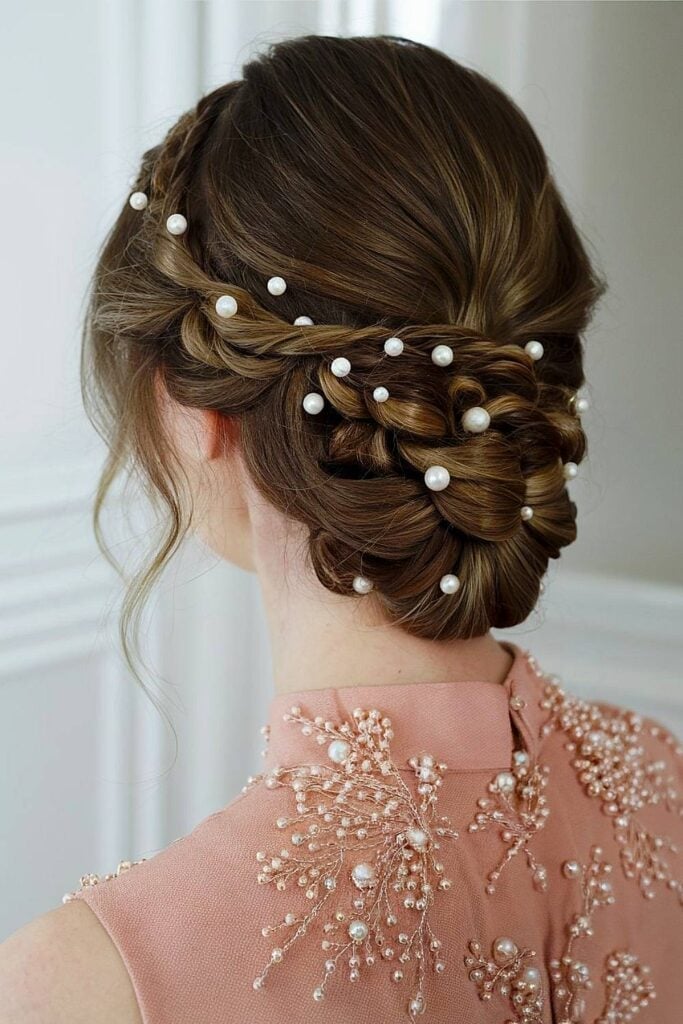 Braided Updo With Pearl Embellishments — Classy Dance Hair