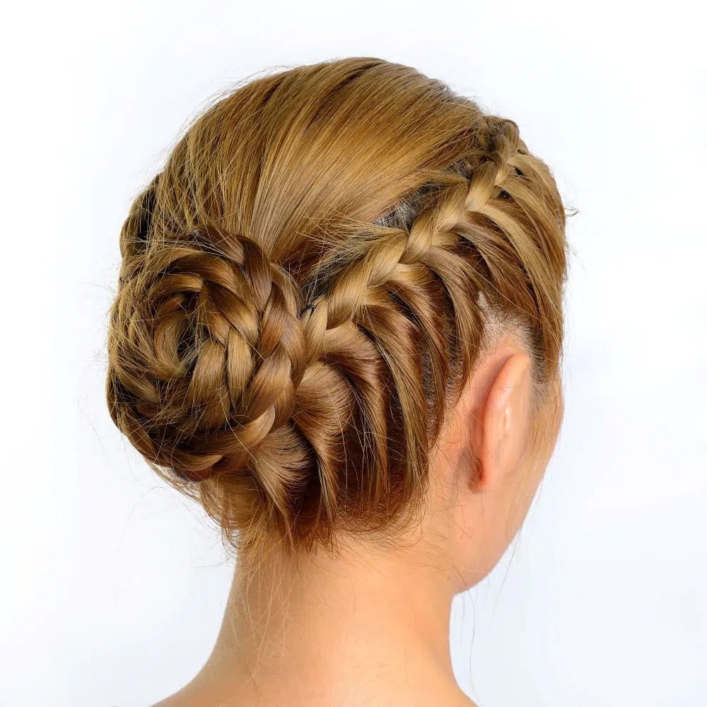 Light Brown Braided Updo With Highlights — Classy Dance Hairstyles