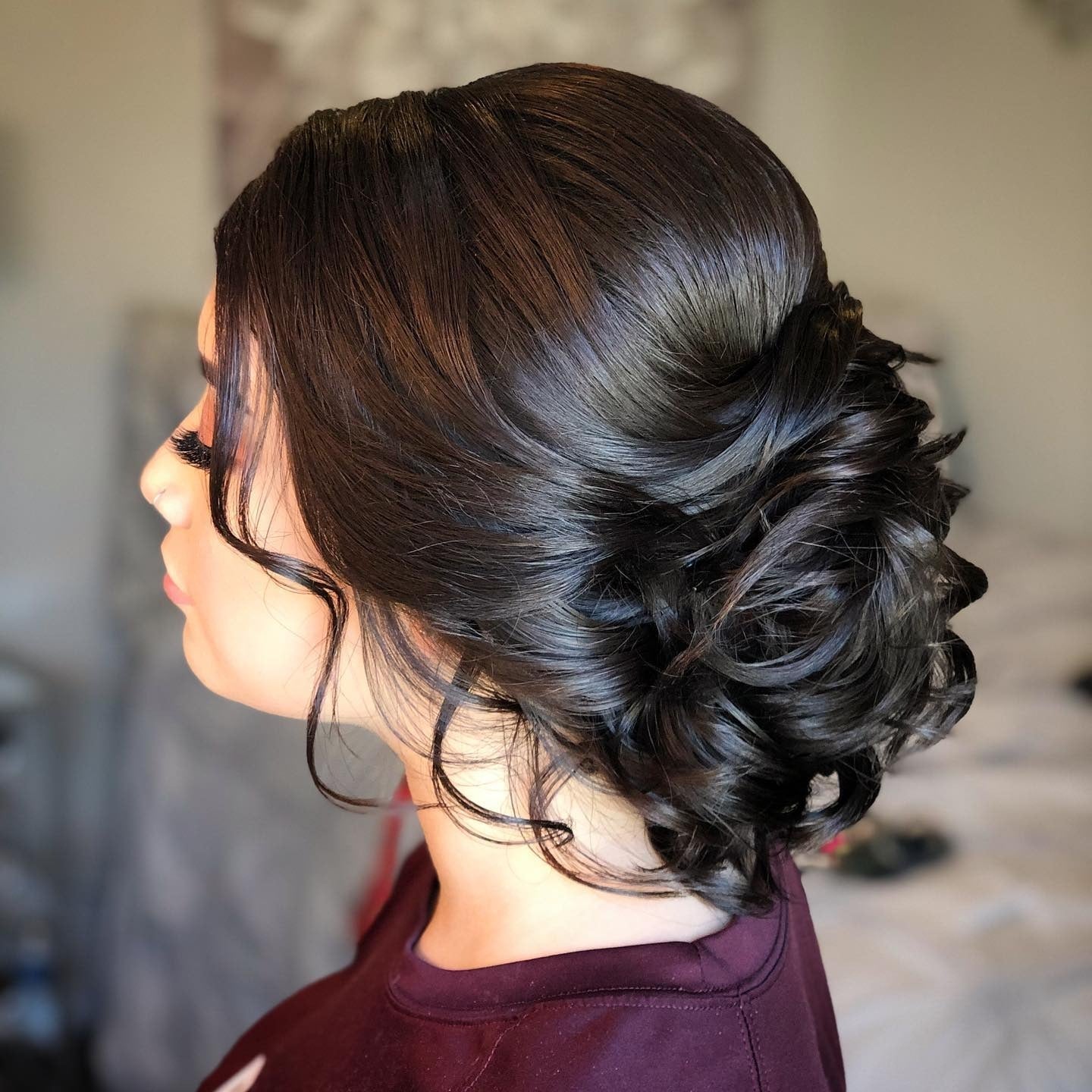 Low Textured Updo With Face Framing Tendrils — Classy Dance Hairstyles