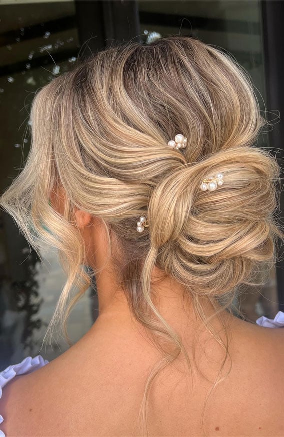 Ash Blonde Twisted Updo With Pearl Accessories — Classy Dance Hairstyles