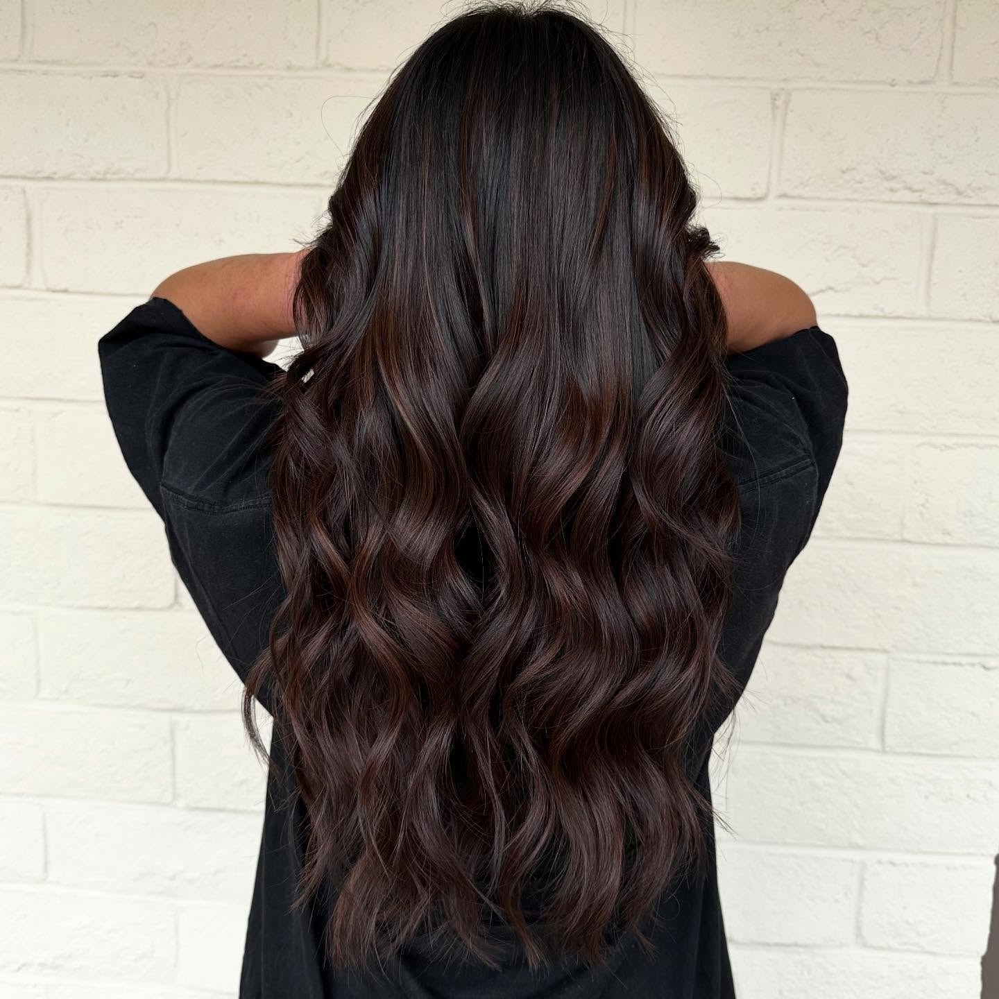 Long Dark Brown With Subtle Warm Brown Balayage Long Dark Brown With Subtle Warm Brown Balayage — Classy Dark Brown Balayage