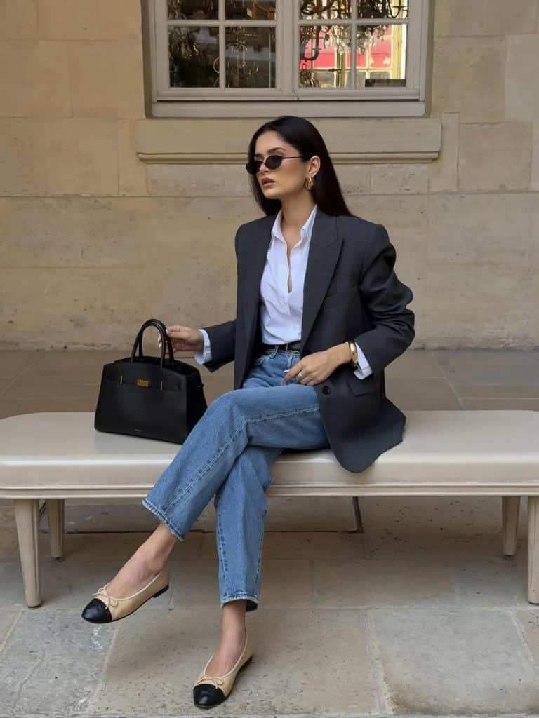 Charcoal Blazer for Polished Denim Look — Classy Denim Outfits