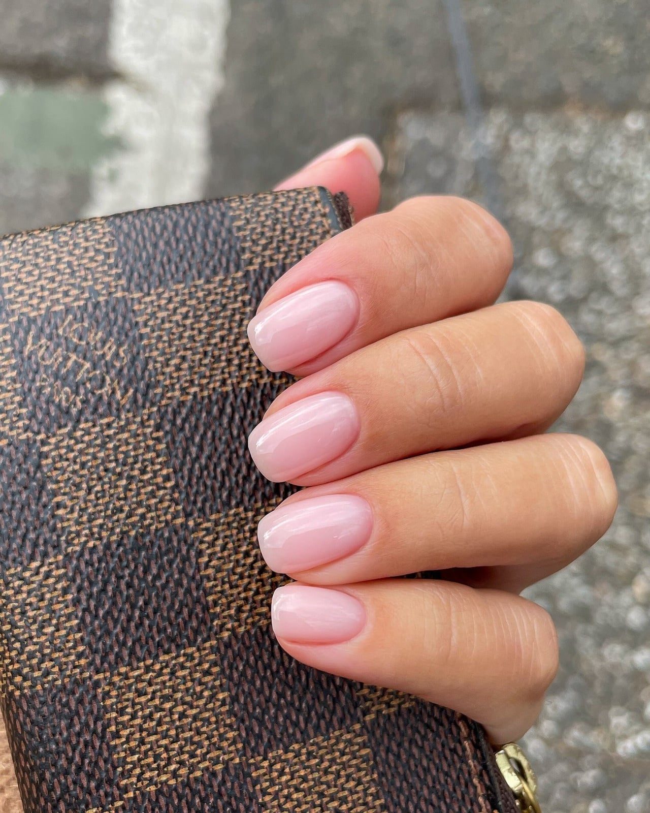 Sheer Light Pink Glossy Short Oval Nails — Classy Dip Nails