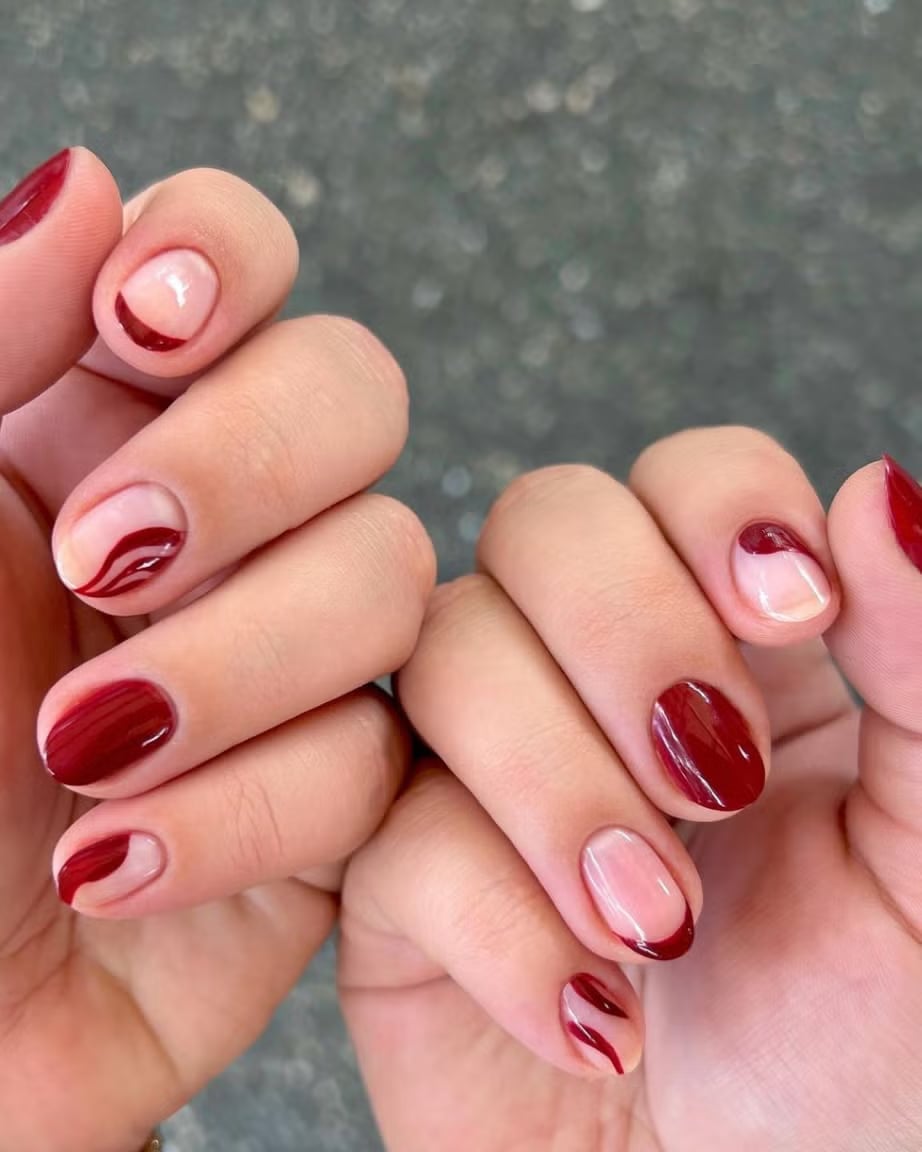 Half Moon French Tip Short Oval Nails — Classy Dip Nails