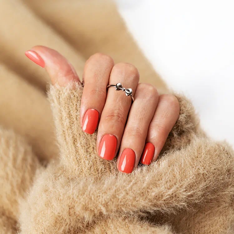 Neutral Beige Glossy Long Square Nails — Classy Dip Nails
