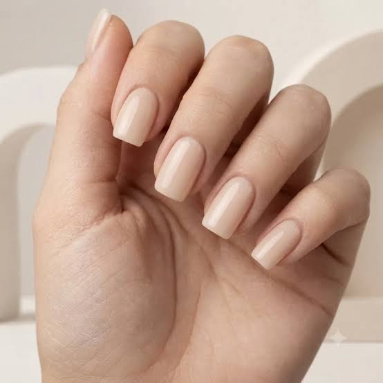 Sheer Nude Glossy Short Square Nails — Classy Dip Nails