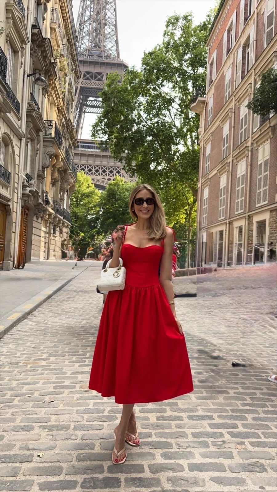 Red Fit and Flare Midi Dress with Red Heels — Classy Dress and Heels