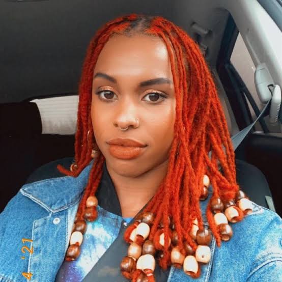Vibrant Red Shoulder Length Locs With Beads Vibrant Red Shoulder Length Locs With Beads — Classy Dyed Locs