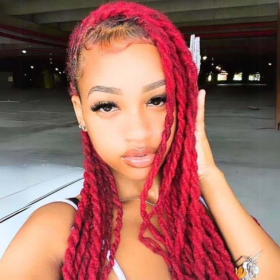Mid-Back Vibrant Red Locs With Wispy Bangs Mid-Back Vibrant Red Locs With Wispy Bangs — Classy Dyed Locs