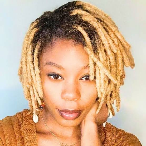 Mid-Back Green Locs High Ponytail Mid-Back Green Locs High Ponytail — Classy Dyed Locs