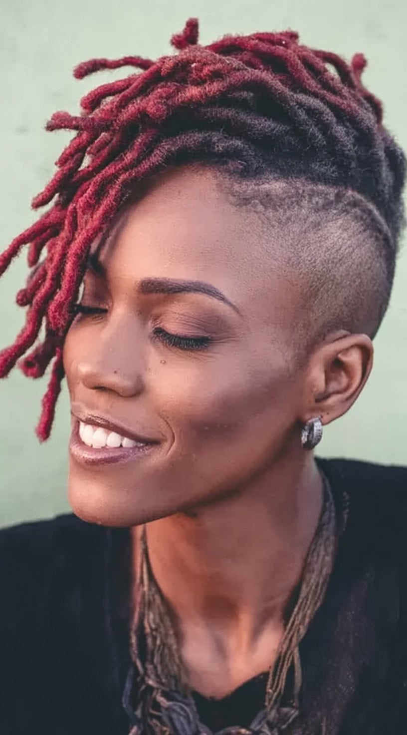 Shoulder Length Locs With Red Tips And Undercut Shoulder Length Locs With Red Tips And Undercut — Classy Dyed Locs