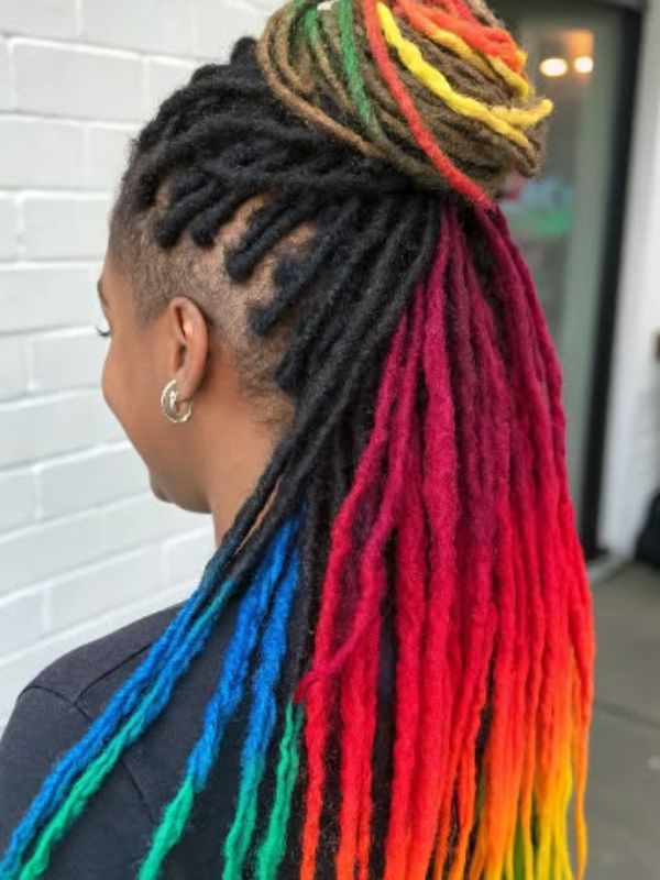 Mid-Back Locs With Rainbow Gradient Mid-Back Locs With Rainbow Gradient — Classy Dyed Locs