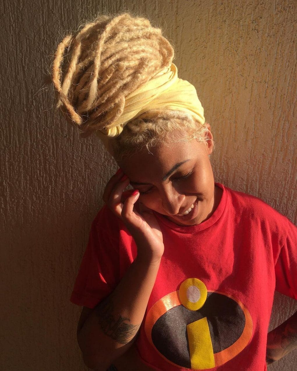 Shoulder Length Platinum Blonde Locs Wrapped Up Shoulder Length Platinum Blonde Locs Wrapped Up — Classy Dyed Locs